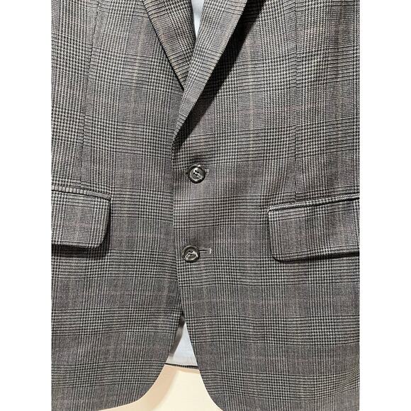 Vintage 100% Wool Sport Coat Suit Jacket Black & Gray Size 39 JL - Picture 4 of 12
